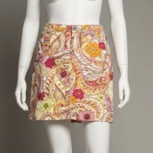 Y2K Retro Skort Croft & Barrow Paisley 12 Floral Boho Skirt Shorts Hippie